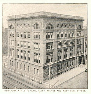 1893 Print New York Athletic Club Building Sixth Avenue ORIGINAL HISTORIC NY2