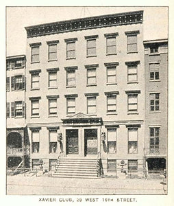 1893 Print Xavier Club Building New York City NYC - ORIGINAL HISTORIC IMAGE NY2