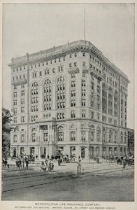 1893 Print Metropolitan Life Building New York City NYC ORIGINAL HISTORIC NY2