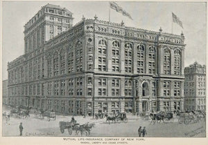 1893 Print Mutual Life Insurance Building New York City ORIGINAL HISTORIC NY2