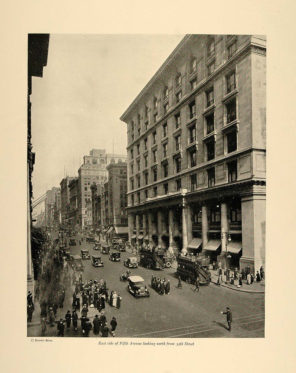 1924 Print East Side Fifth Avenue from 34th Street NYC ORIGINAL HISTORIC NY4