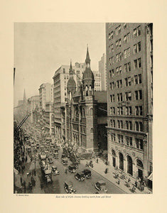 1924 Print East Side Fifth Avenue from 42nd Street NYC ORIGINAL HISTORIC NY4