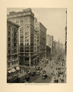 1924 Print West Side Fifth Avenue from 42nd Street NYC ORIGINAL HISTORIC NY4