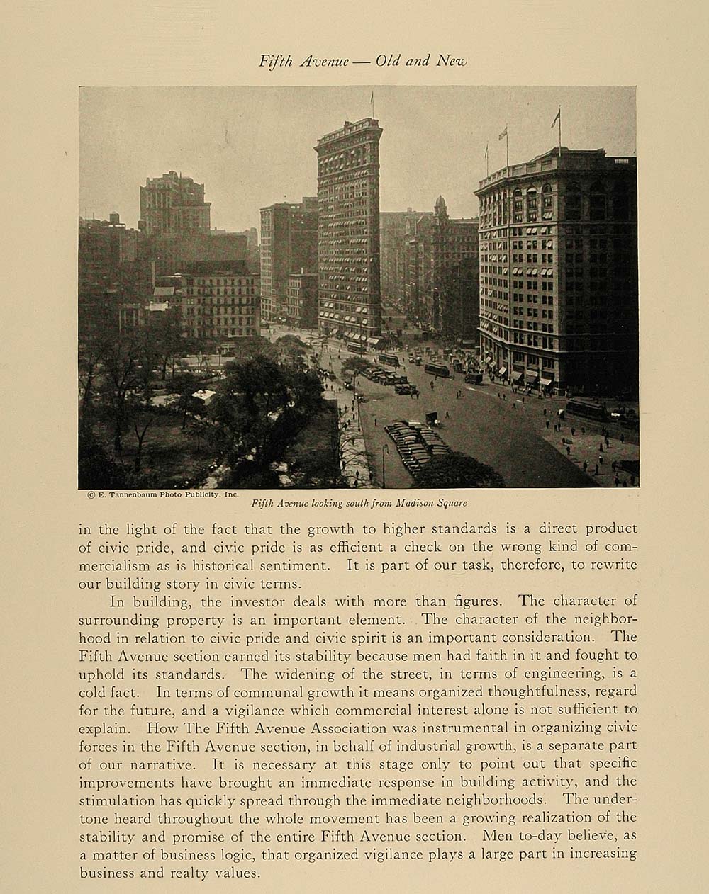 1924 Print Fifth Avenue South from Madison Square NYC ORIGINAL HISTORIC NY4