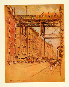 1909 Pennell Elevated El 125th St. New York City Print - ORIGINAL NY5