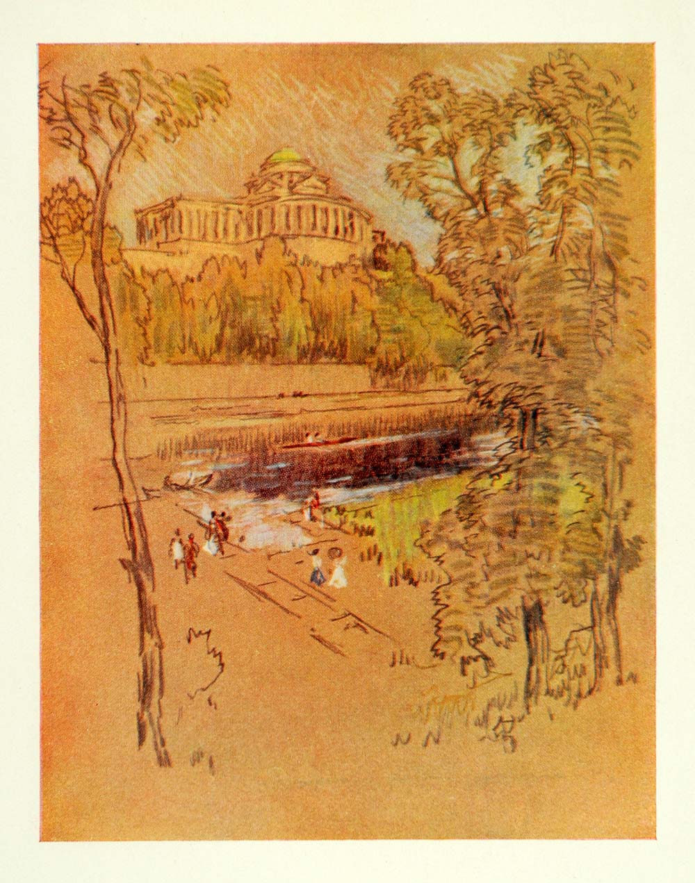 1909 Joseph Pennell University of New York NYC Print - ORIGINAL NY5