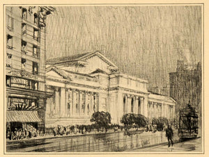 1909 Joseph Pennell New York Public Library Print NICE ORIGINAL HISTORIC NY5
