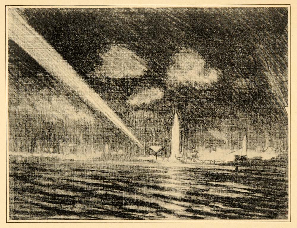 1909 Joseph Pennell Coney Island New York Bay NYC Print ORIGINAL HISTORIC NY5