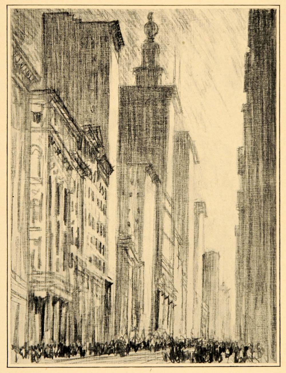 1909 Joseph Pennell Broadway New York City NYC Print - ORIGINAL HISTORIC NY5
