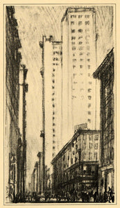 1909 Joseph Pennell Ann Street New York City NYC Print ORIGINAL HISTORIC NY5