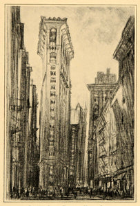 1909 Pennell Little Flatiron Bldg Maiden Lane NYC Print ORIGINAL HISTORIC NY5