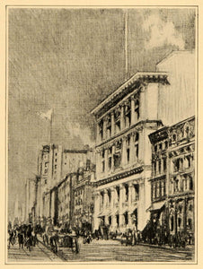 1909 Joseph Pennell T&Co Fifth Avenue NYC Print - ORIGINAL HISTORIC IMAGE NY5