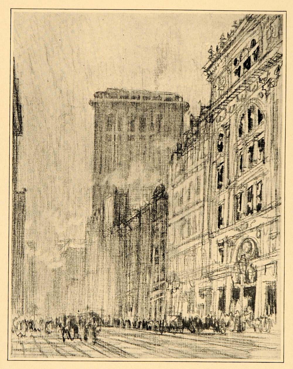 1909 Joseph Pennell Twenty-Third 23rd Street NYC Print ORIGINAL HISTORIC NY5