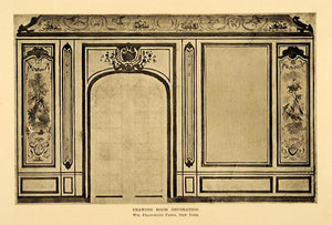 1909 Drawing Room Decor William Francklyn Paris Print ORIGINAL HISTORIC NY6