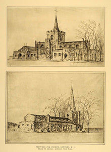 1909 Church Newport Rhode Island Frank H. Quinby Print ORIGINAL HISTORIC NY6