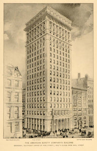 1897 American Surety Company Building Pine St NY Print ORIGINAL HISTORIC NY7