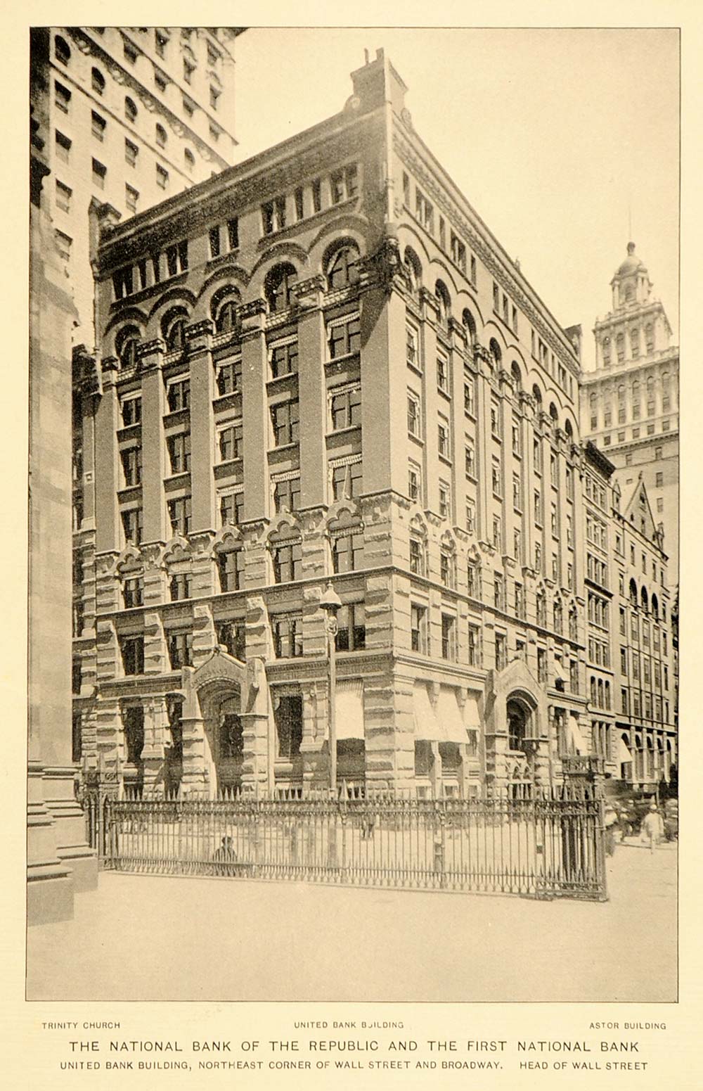 1897 Building 1897 United Bank Building Bank Wall Street NYC Print - ORIGINAL HISTOR ...