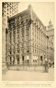1897 United Bank Building Bank Wall Street NYC Print - ORIGINAL HISTORIC NY7