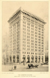 1897 Johnston Building Exchange Place Broad NYC Print ORIGINAL HISTORIC NY7