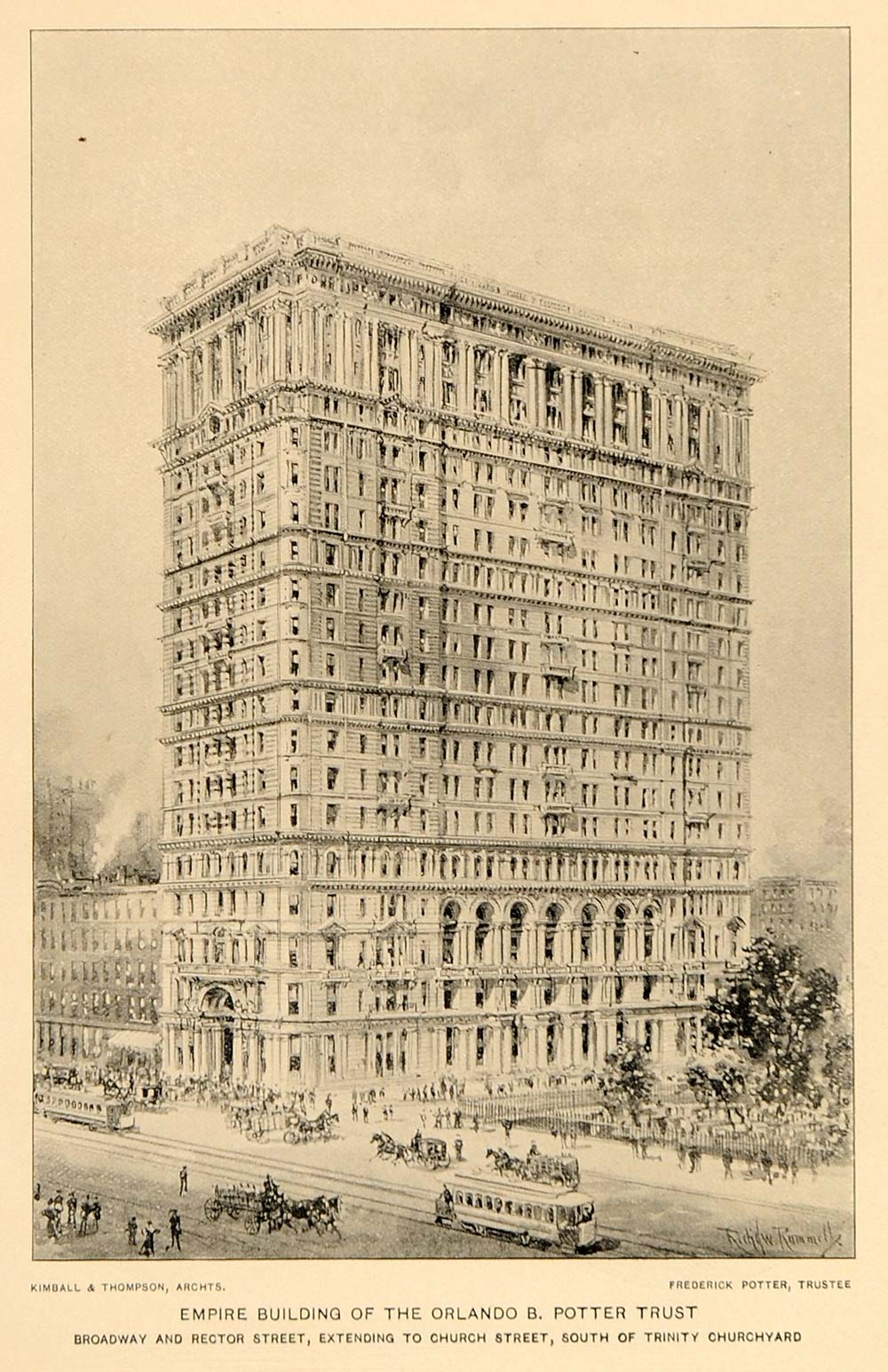 1897 Empire Building Orlando B. Potter Trust NYC Print ORIGINAL HISTORIC NY7