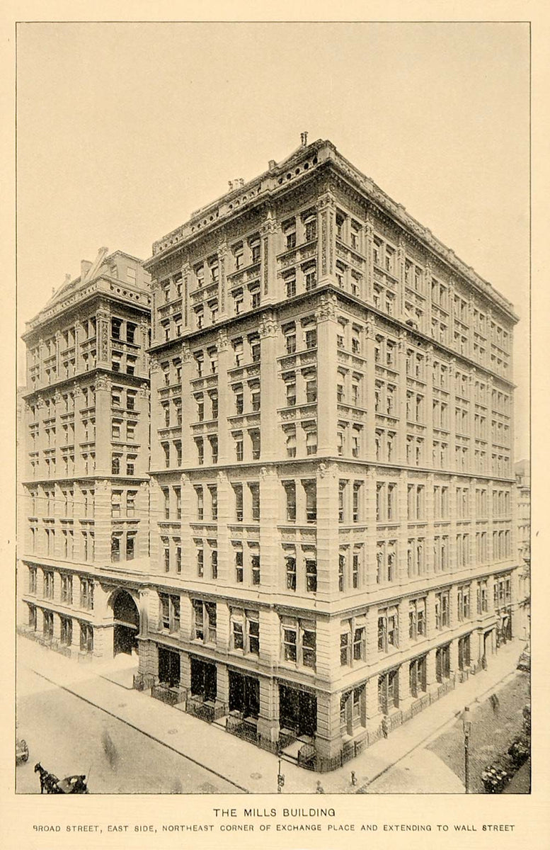 1897 Mills Building Broad Street New York City Print - ORIGINAL HISTOR ...