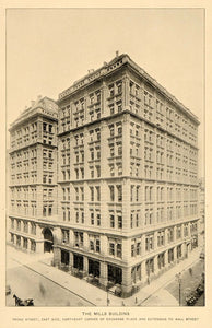 1897 Mills Building Broad Street New York City Print - ORIGINAL HISTORIC NY7