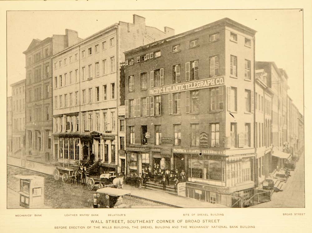 1897 Wall Street Corner Broad New York City NYC Print ORIGINAL HISTORIC NY7