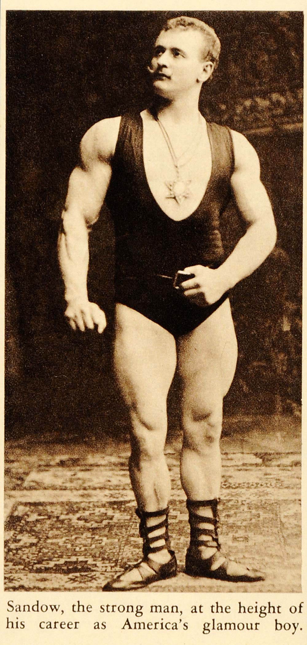 1948 Photogravure Eugen Sandow German Bodybuilder Portrait Muscleman Fitness
