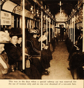 1948 Photogravure New York City Subway Car Victorian Ladies Transportation