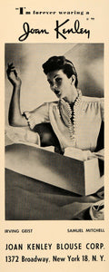 1948 Ad Joan Kenley Blouse Women's Ladies New York City 1940's Vintage Fashion