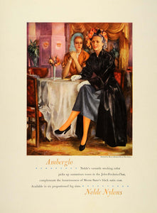 1948 Ad Vintage Nolde Nylon Stockings Fashion Maric Zamparelli Illustration Art