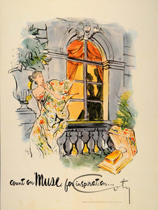 1948 Ad Vintage Muse Coty Perfume Fragrance Carl Erickson Eric Illustration Art