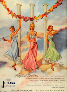 1948 Ad Vintage Juliana Lingerie Slip Lace Petticoat 14 East 32nd Street NYC
