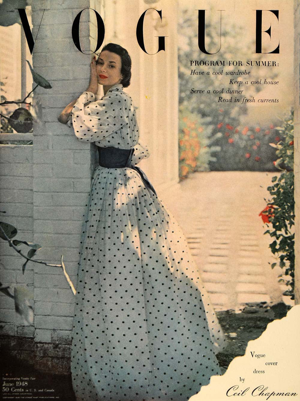 1948 Ad Vogue Magazine Vintage Summer Dress Gown Ceil Chapman Fashion Period Paper Historic Art LLC 1948 Ad Vogue Magazine Vintage Summer Dress Gown Ceil Chapman Fashion Period Paper Historic Art LLC