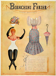 1948 Ad Bianchini Ferier Fashion Fabrics Vintage Paper Doll French Textiles