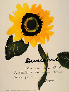 1948 Ad Ducharne Fabric Sunflower Colette Quotation "Celui qui tisse la lune.."