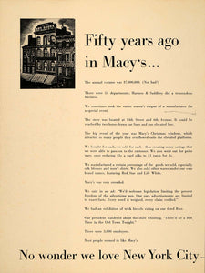 1948 Ad Macy's Department Store New York City 14th Street 6th Avenue Historic