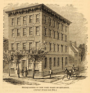 1872 New York Board of Education Building Architecture ORIGINAL HISTORIC NY9