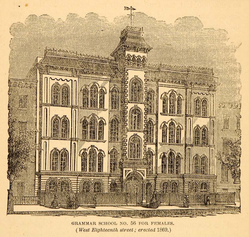 1872 New York City Public Grammar School No. 5 Females ORIGINAL HISTORIC NY9