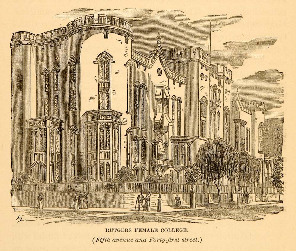 1872 Rutgers Female College 5th Avenue New York City - ORIGINAL HISTORIC NY9