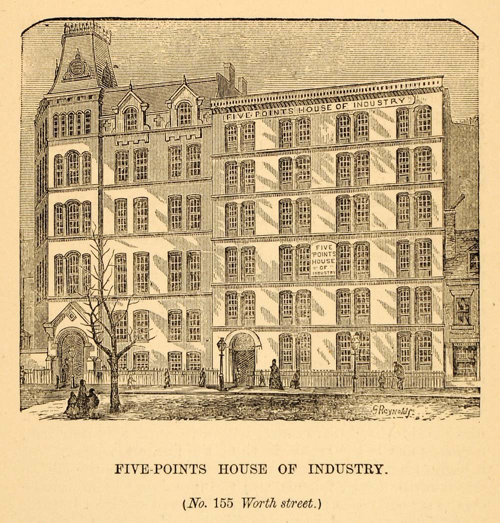 1872 Five Points House of Industry New York City Print ORIGINAL HISTORIC NY9