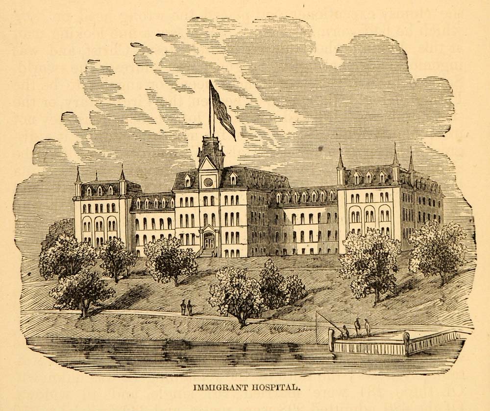 1872 Immigrant Hospital New York City Architecture - ORIGINAL HISTORIC IMAGE NY9