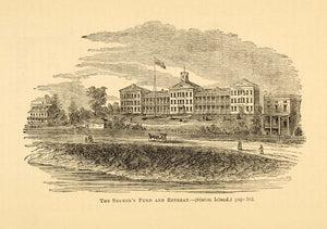 1872 Seamen's Fund and Retreat Staten Island NYC Print ORIGINAL HISTORIC NY9