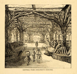 1872 Central Park Childrens Shelter New York City Print ORIGINAL HISTORIC NY9