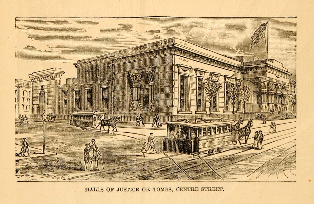 1872 Halls of Justice Tombs Prison New York City Print ORIGINAL HISTORIC NY9