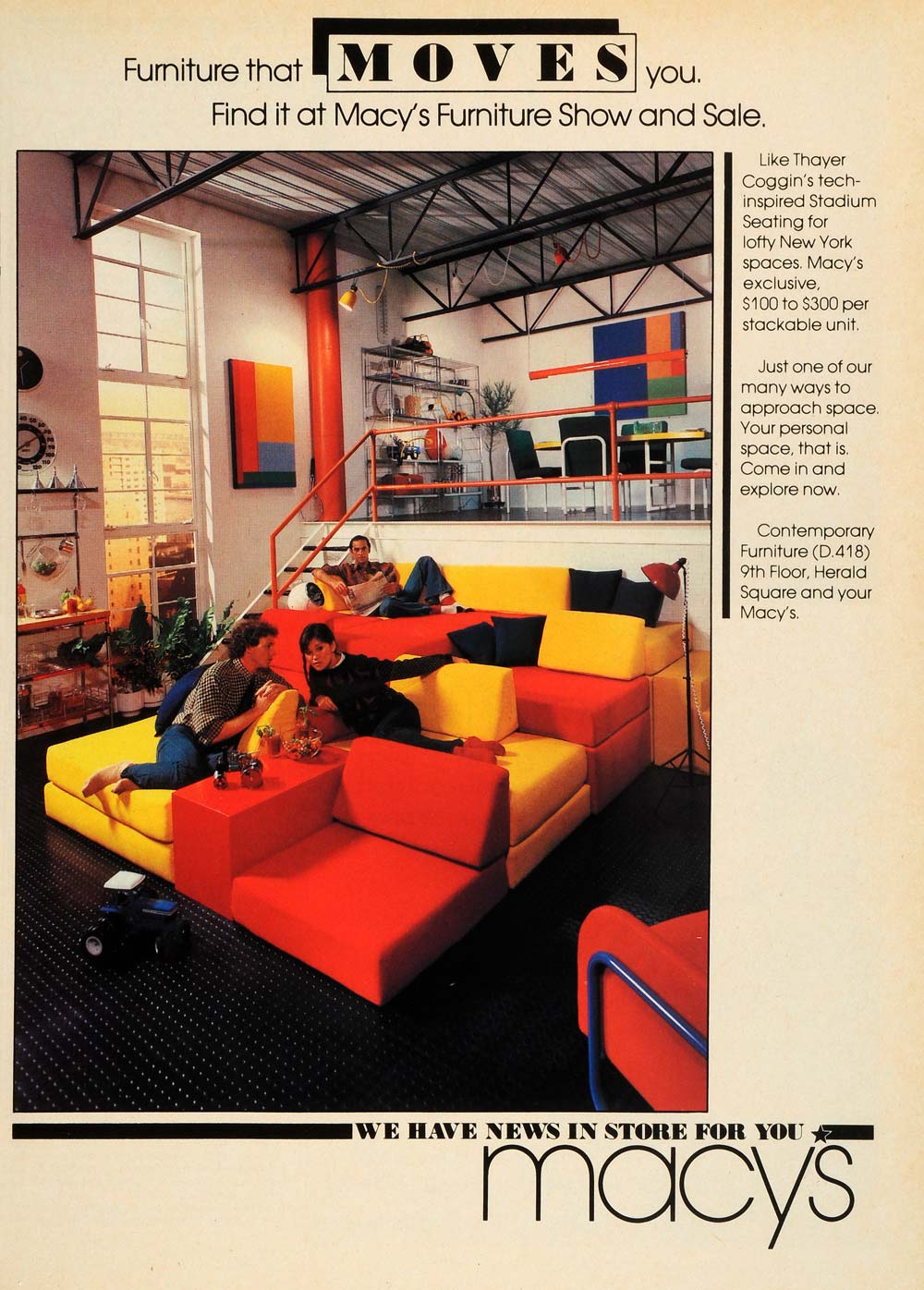 1979 Ad Macys Department Store Contemporary Furniture Living Room Thayer NYM1