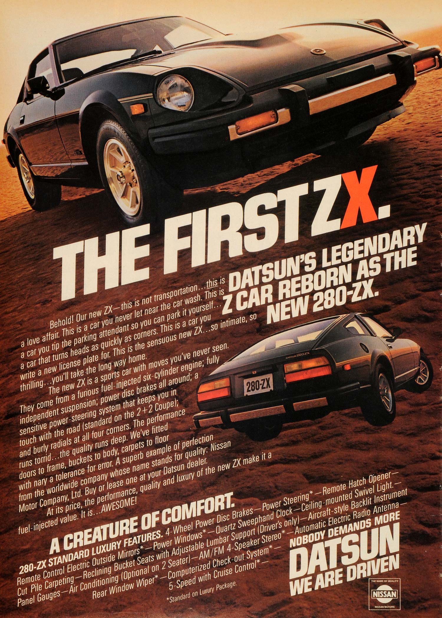 1979 Ad Nissan Motors Co Vintage Motor Vehicle Black Datsun 280-ZX