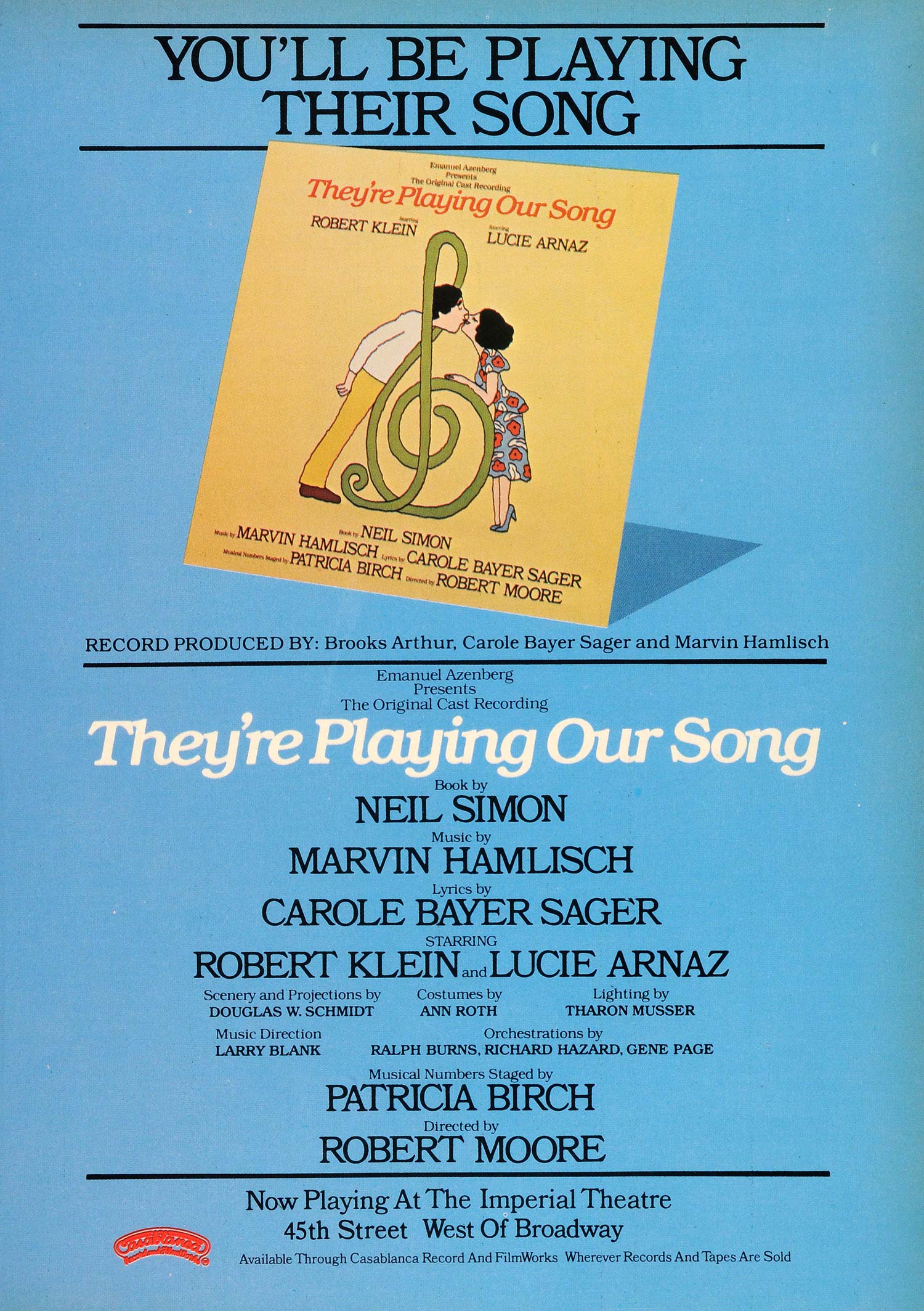 1979 Ad They're Playing Our Song Musical Recording Neil Simon Carole Bayer NYM1