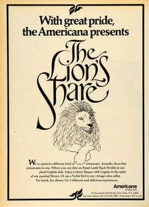 1976 Ad Americana Lion's Share NYC Restaurant Cuisine Roast Lamb Rack NYM1