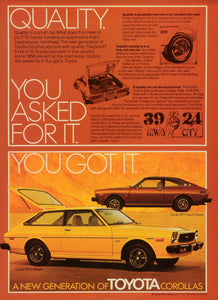 1976 Ad Toyota Motor Sales Corollas SR-5 Sport Coupe Automobile Vintage NYM1